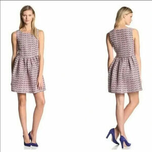Joie Meriel Silk Blend Chevron Print Flare Dress